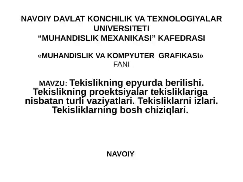 Tekislikning epyurda berilishi