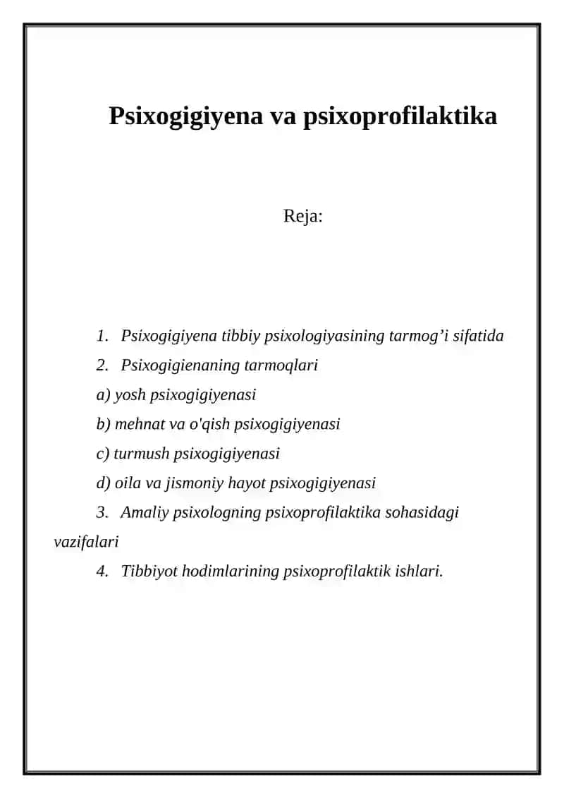 Psixogigiyena va psixoprofilaktika