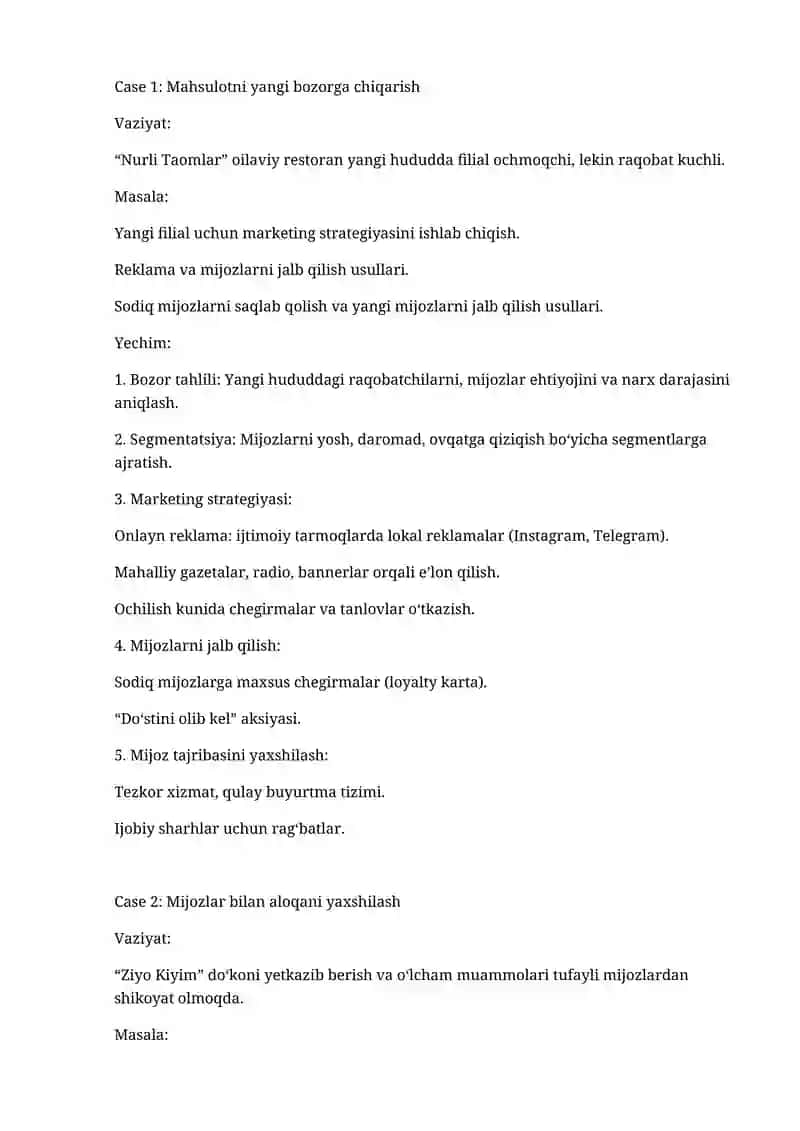 Nurli Taomlar filial ochish strategiyasi
