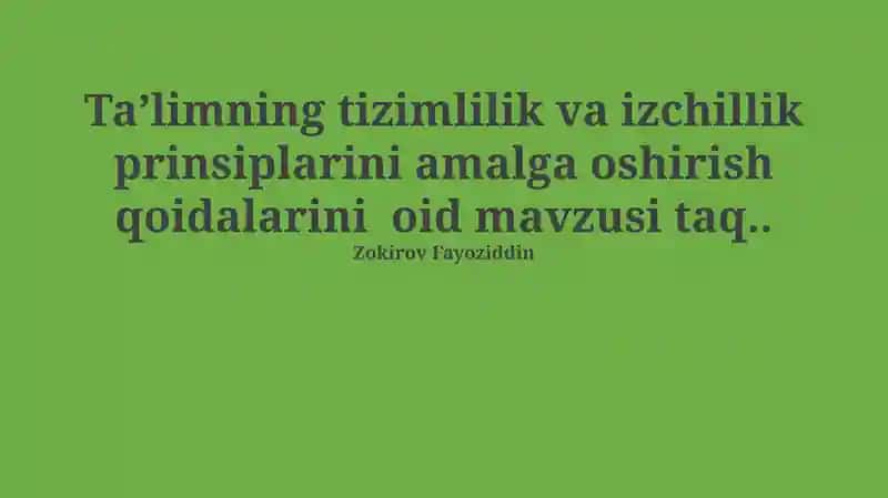 Sistemalilik va Izchillik Tamoyillari