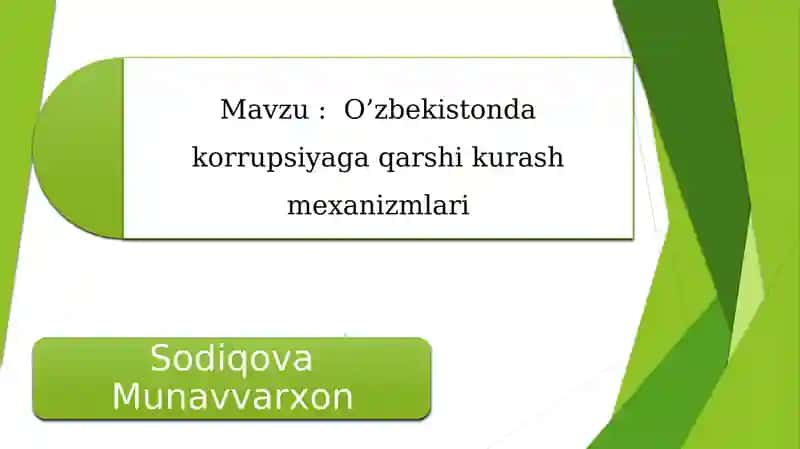 O’zbekistonda korrupsiyaga qarshi kurash mexanizmlari