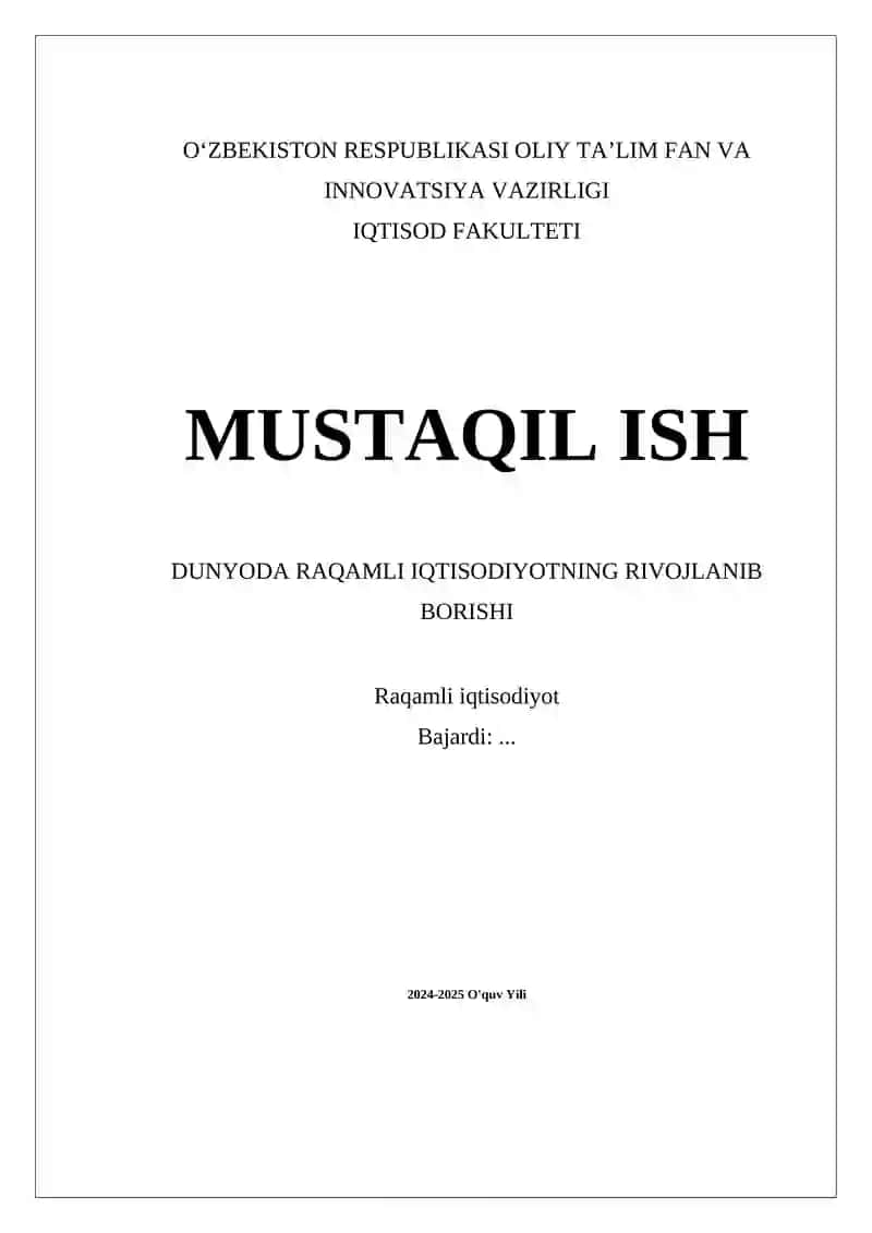 Raqamli iqtisodiyot