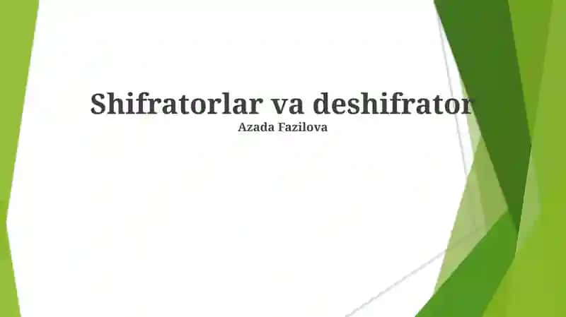Shifratorlar va deshifrator