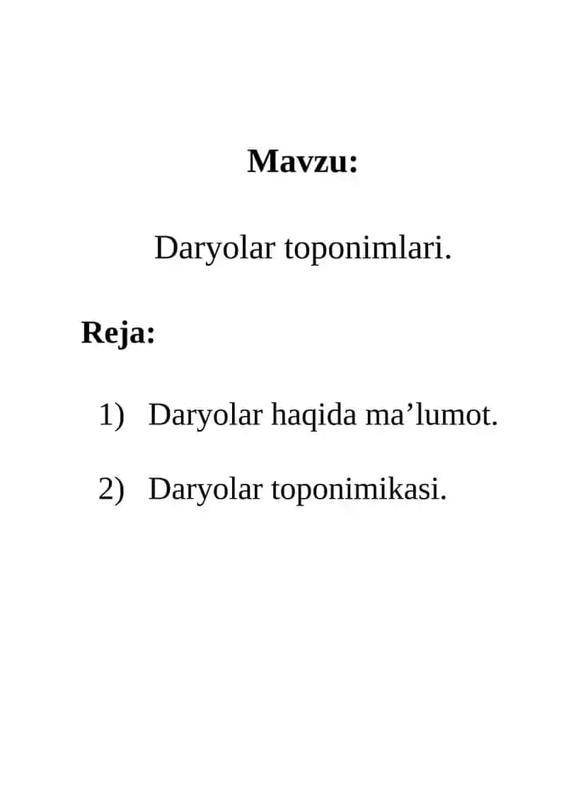 Daryolar toponimlari