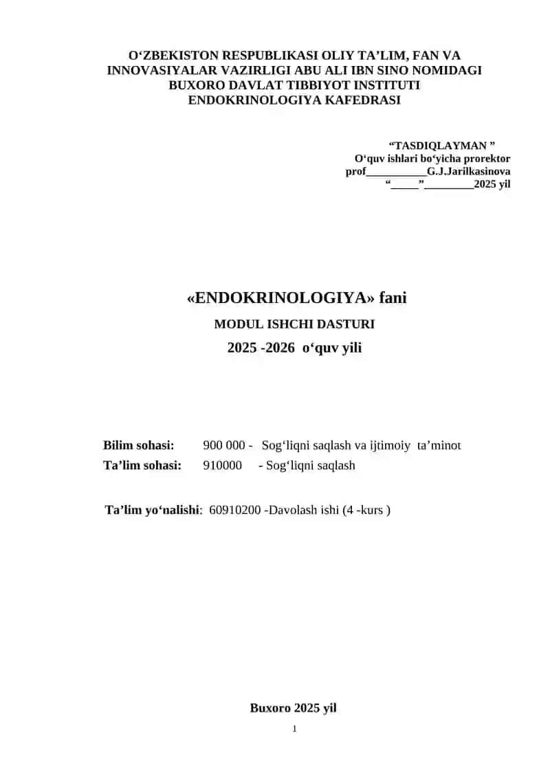 MODUL ISНCНI DASTURI