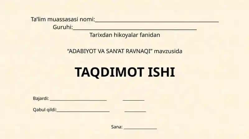 ADABIYOT VA SAN'AT RAVNAQI