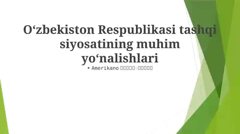 O'zbekiston Respublikasi tashqi siyosati