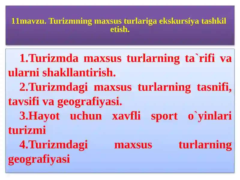 Turizmning maxsus turlari