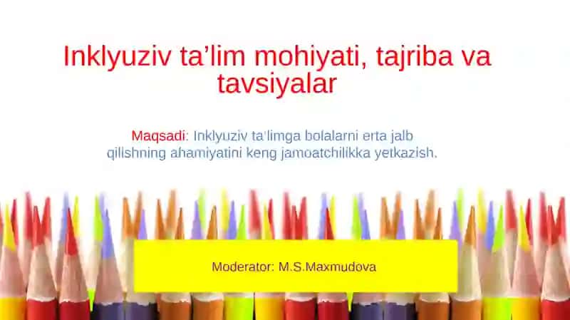 Inklyuziv ta'lim uchun maxsus ta'lim materiallari