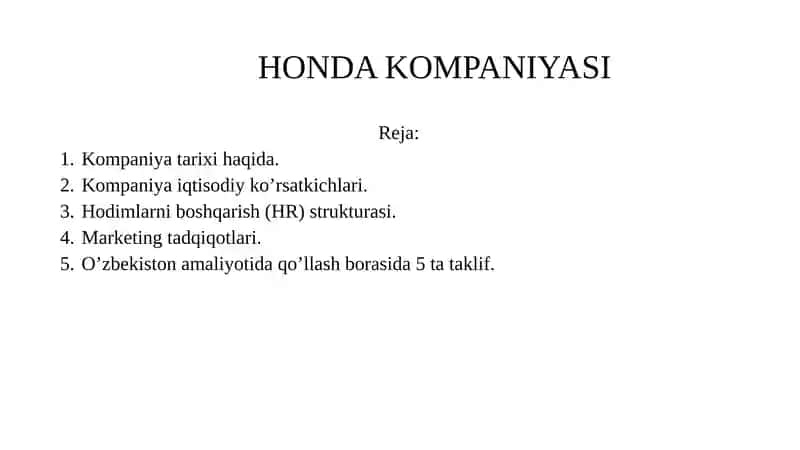 HONDA KOMPANIYASI