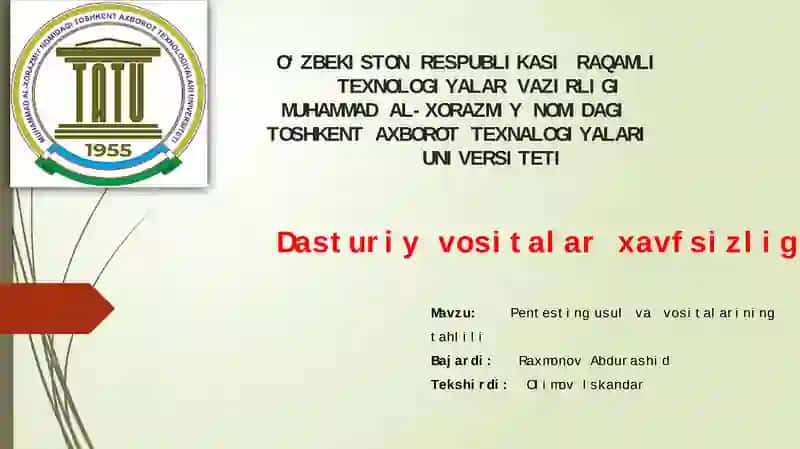 Pentesting usul va vositalarining tahlili