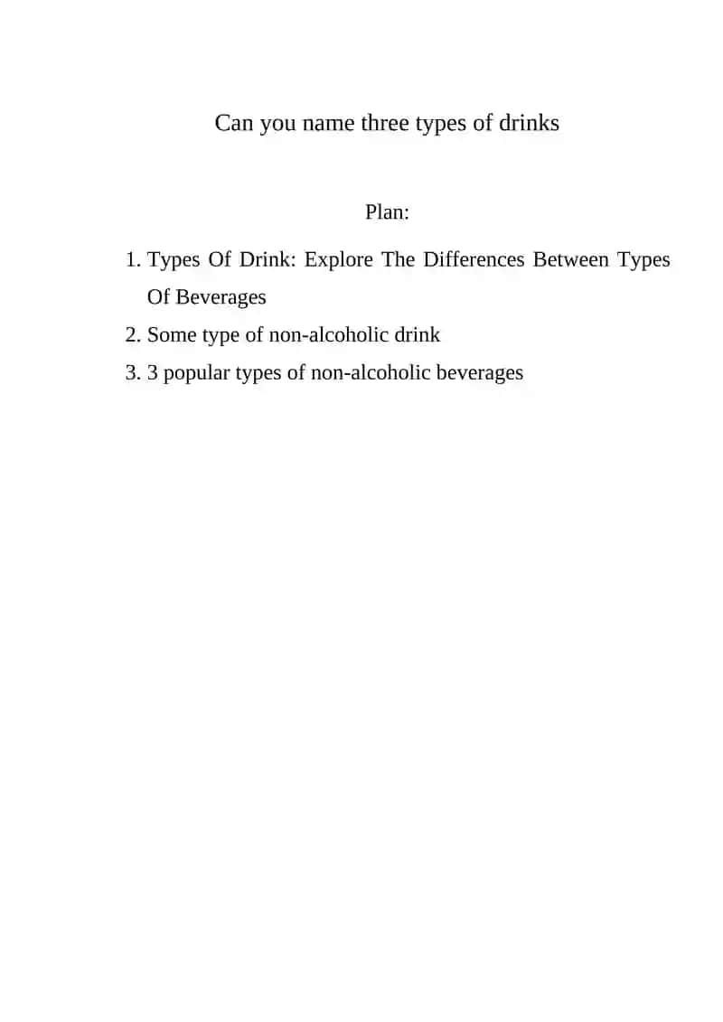 Types Of Beverages Classification