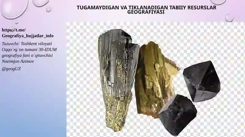 Tugamaydigan vatiklanadigan tabiiy resurslar geografiyasi