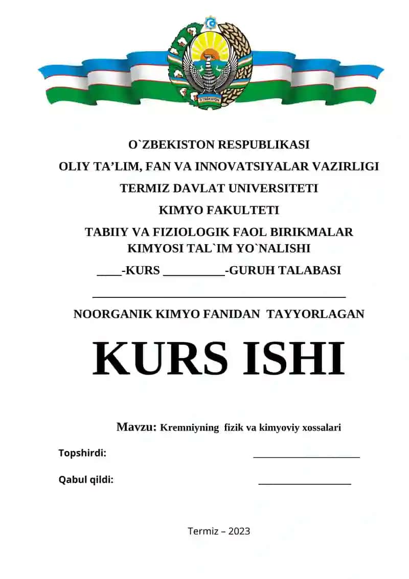 Kremniyning fizik va kimyoviy xossalari
