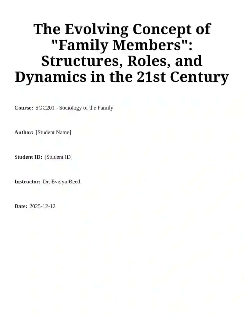 Sociology of the Family Course