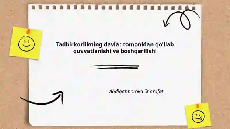 Davlat siyosati va strategiyasi tadbirkorlikni qo'llab-quvvatlash