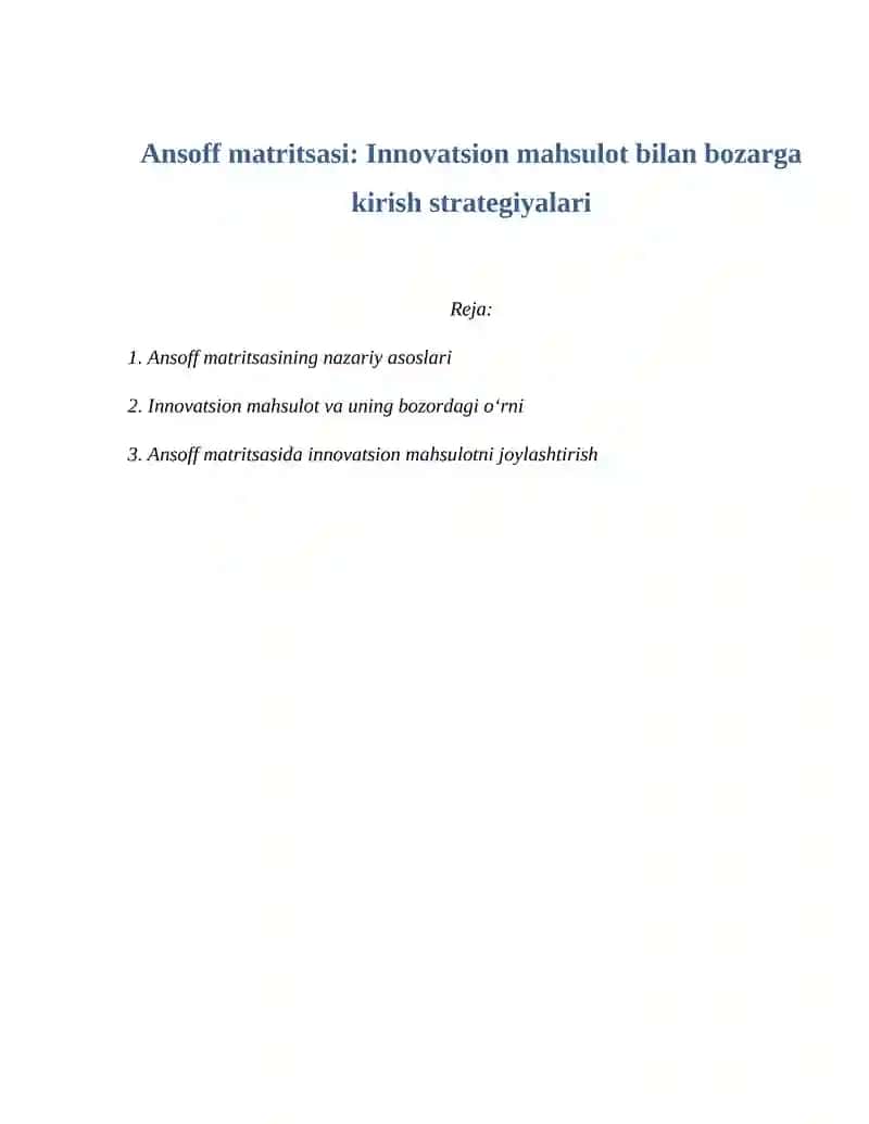 Ansoff matritsasi