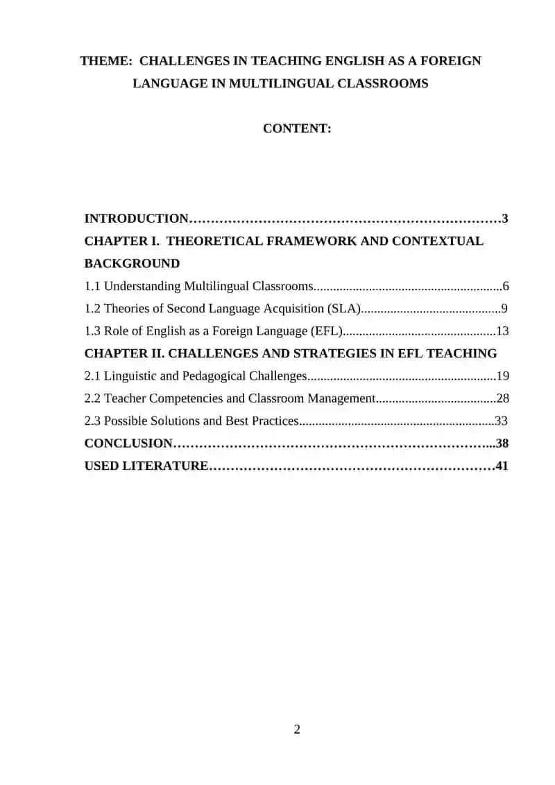 Challenges in Teaching English as a Foreign Language in Multilingual Classrooms