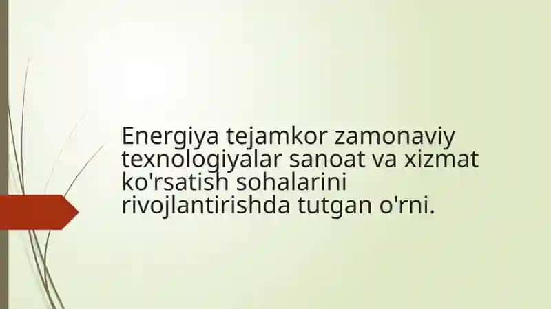 Energiya Tejamkor Zamonaviy Texnologiyalar
