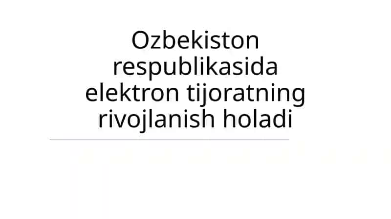 O'zbekistonda elektron tijorat