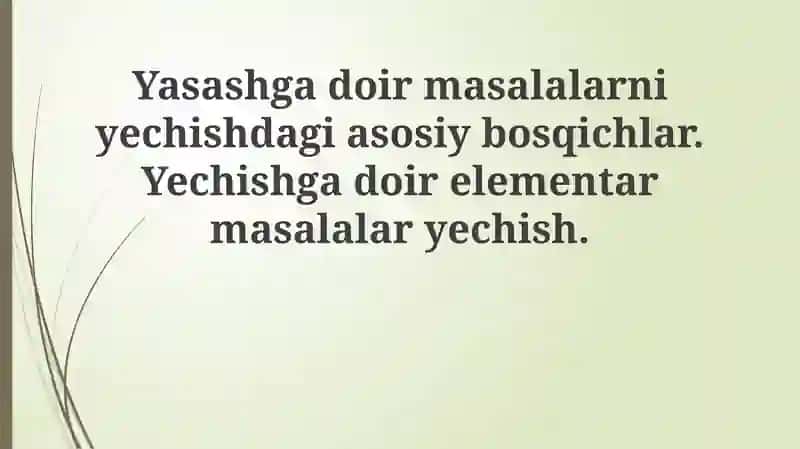 Yoshi bilan bog'liq masalalarni hal qilishning asosiy bosqichlari