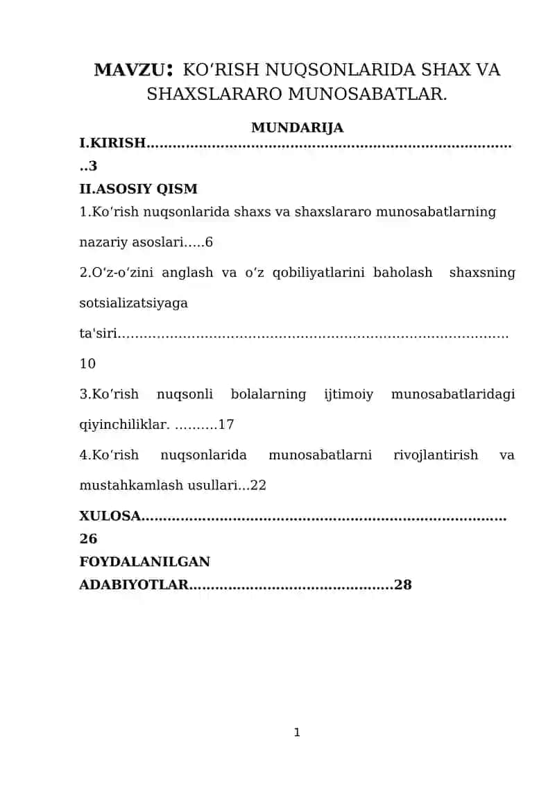 KO‘RISH NUQSONLARIDA SHAX VA SHAXSLARARO MUNOSABATLAR.