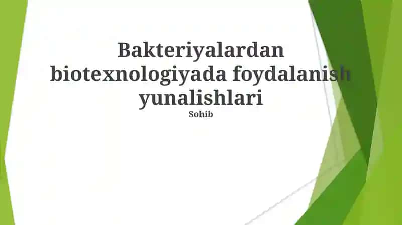 Bakteriyalardan biotexnologiyada foydalanish yunalishlari