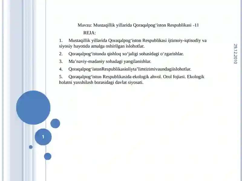 Mustaqillik yillarida Qoraqalpog‘iston Respublikasi