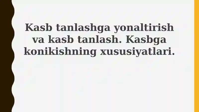 Kasbtanlash va kasbiy rivojlanish