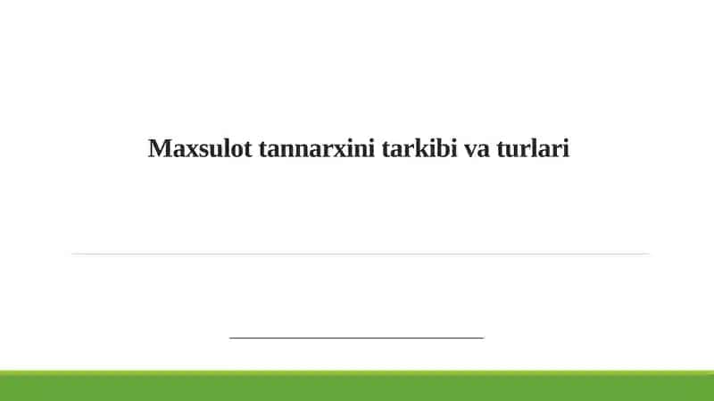 Maxsulot narxining asosiy komponentlari va ularning ta'siri