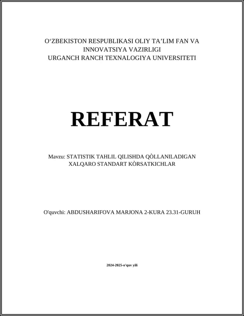 Xalqaro statistika standartlari