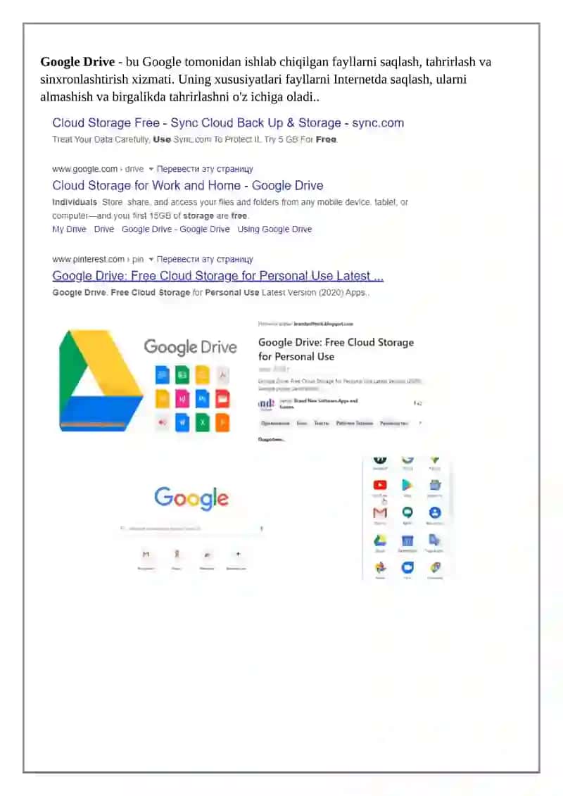 Google Drive bilan ishlash