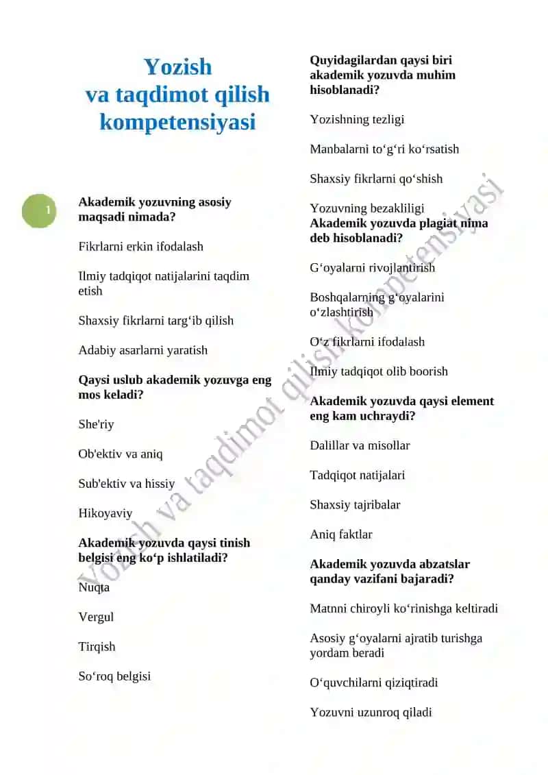 Akademik yozuvning asosiy maqsadi