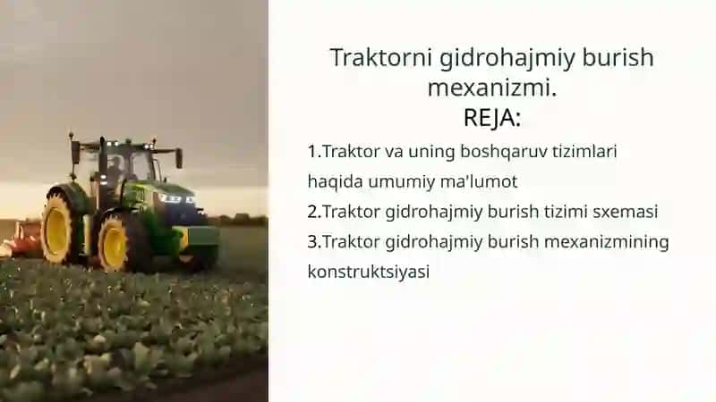 Traktorni gidrohajmiy burish mexanizmi