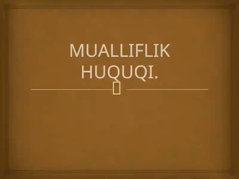 Mualliflik Huquqi