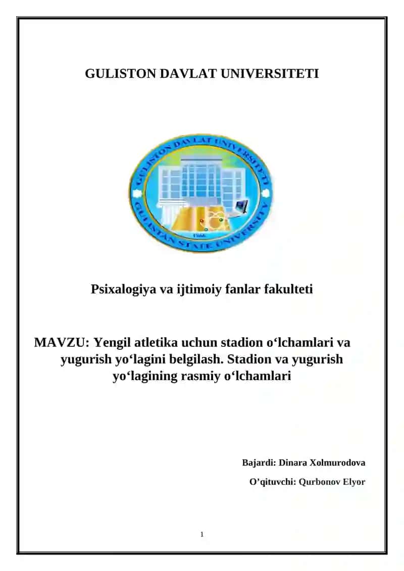Yengil atletika uchun stadion oʻlchamlari va yugurish yoʻlagini belgilash