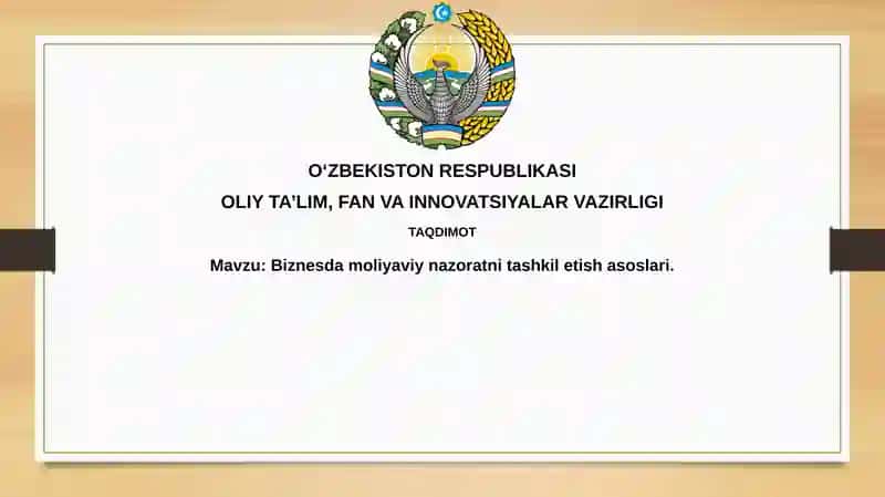 Biznesda moliyaviy nazoratni tashkil etish asoslari
