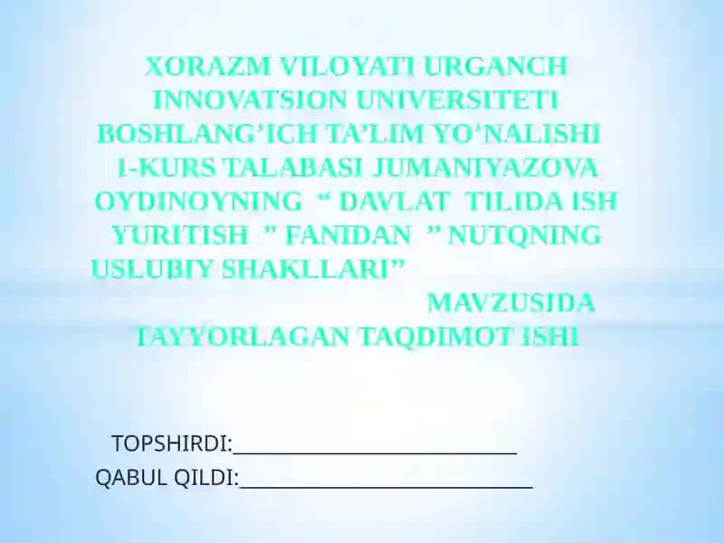 NUTQNING USLUBIY SHAKLLARI