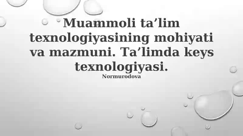 Muammoli ta’lim texnologiyasi