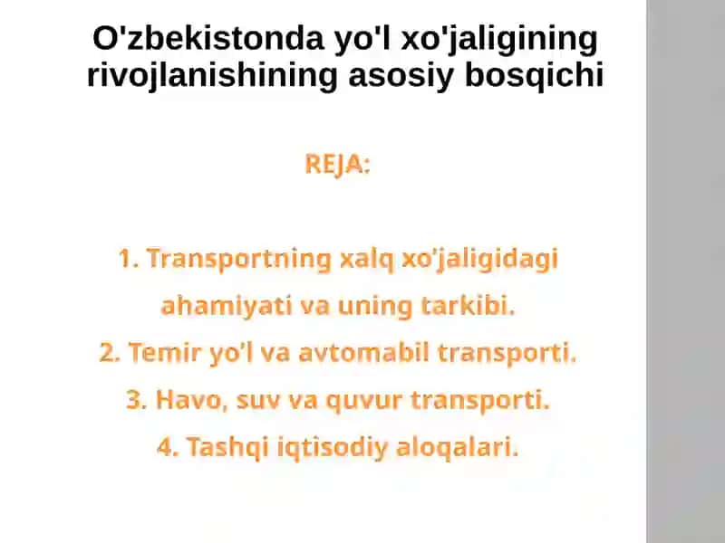 Transportning xalq xo'jaligida
