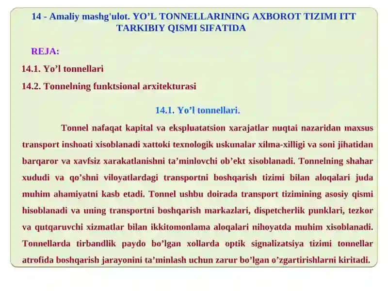 Yo’l tonnellari