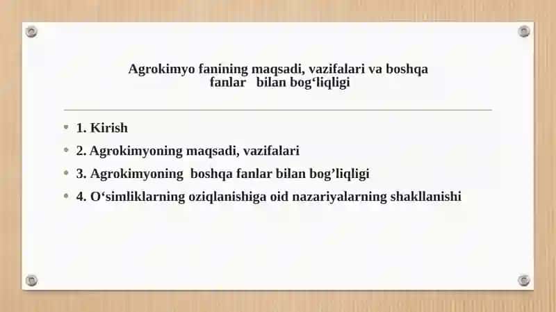 Tuproqshnoslik va agrokimyo