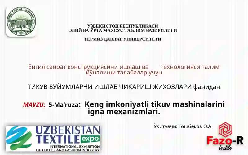 Kengimkoniyatli tikuv mashinalarini ignamexanizmlari