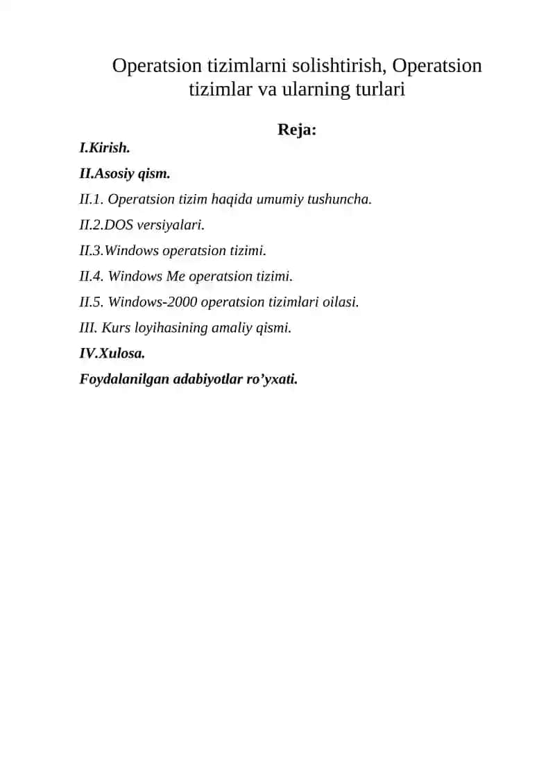 Operatsion tizimlar va ularning turlari