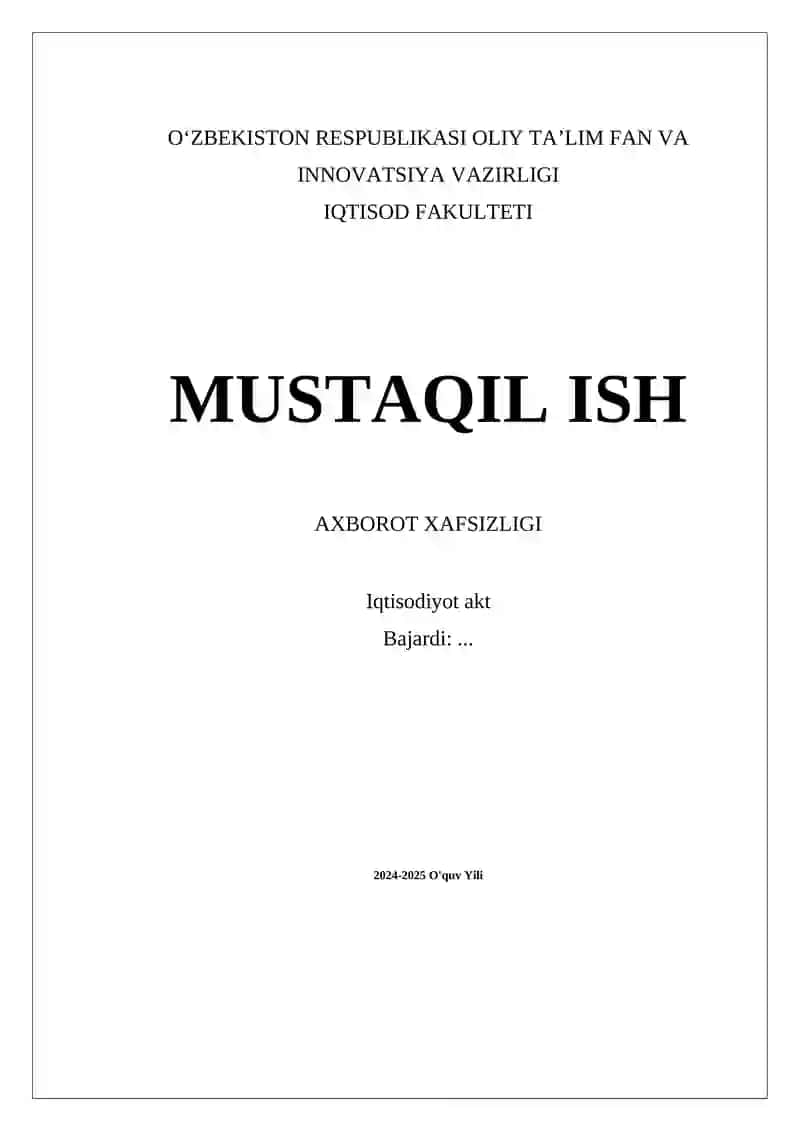 Axborot Xavfsizligi