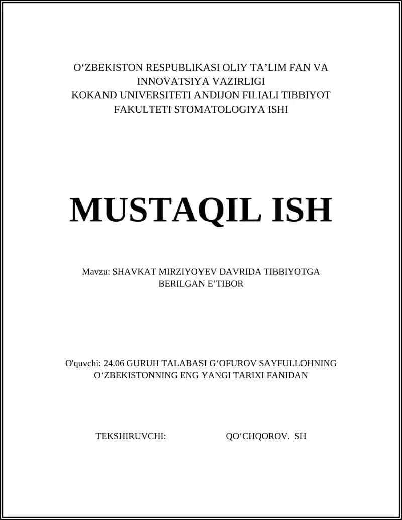 SHAVKAT MIRZIYOYEV DAVRIDA TIBBIYOTGA BERILGAN EʼTIBOR