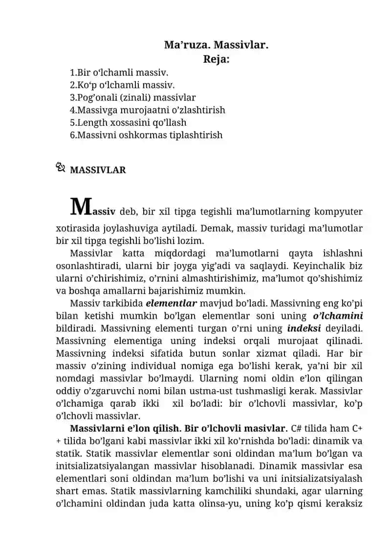 Massivlar