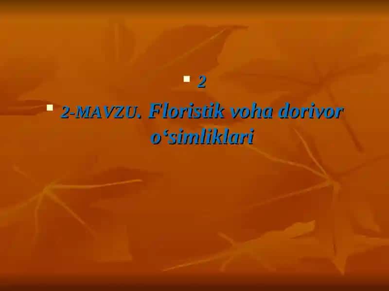 Floristik voha dorivor o‘simliklari