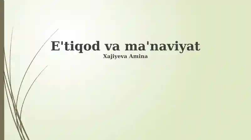 E'tiqod va ma'naviyat