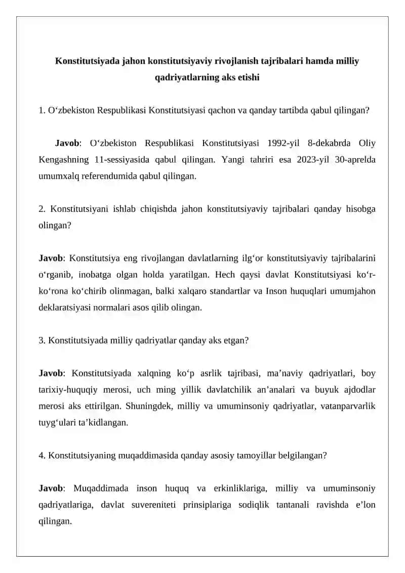 O‘zbekiston Respublikasi Konstitutsiyasi